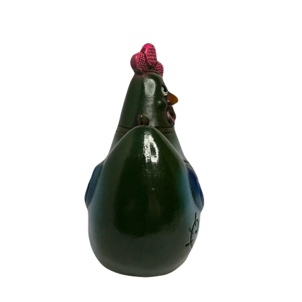 Chicken Feed Vintage Funky Whimsical Hen Chicken Coin Bank Bow Flowers 6.5” Tall - Picture 6 of 12